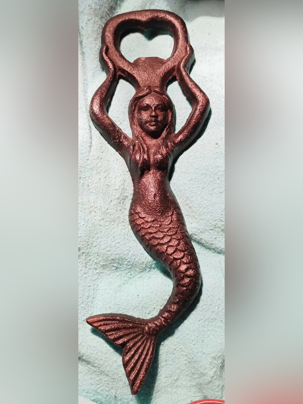 Cast Iron Mermaid Wall Hook/Bottle Opener - Metallic Copper